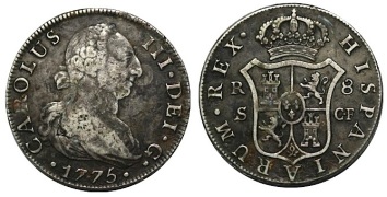 8 Reales 1775, Sevilla, Carlos III