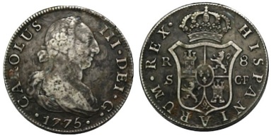 8 Reales 1775, Sevilla, Carlos III